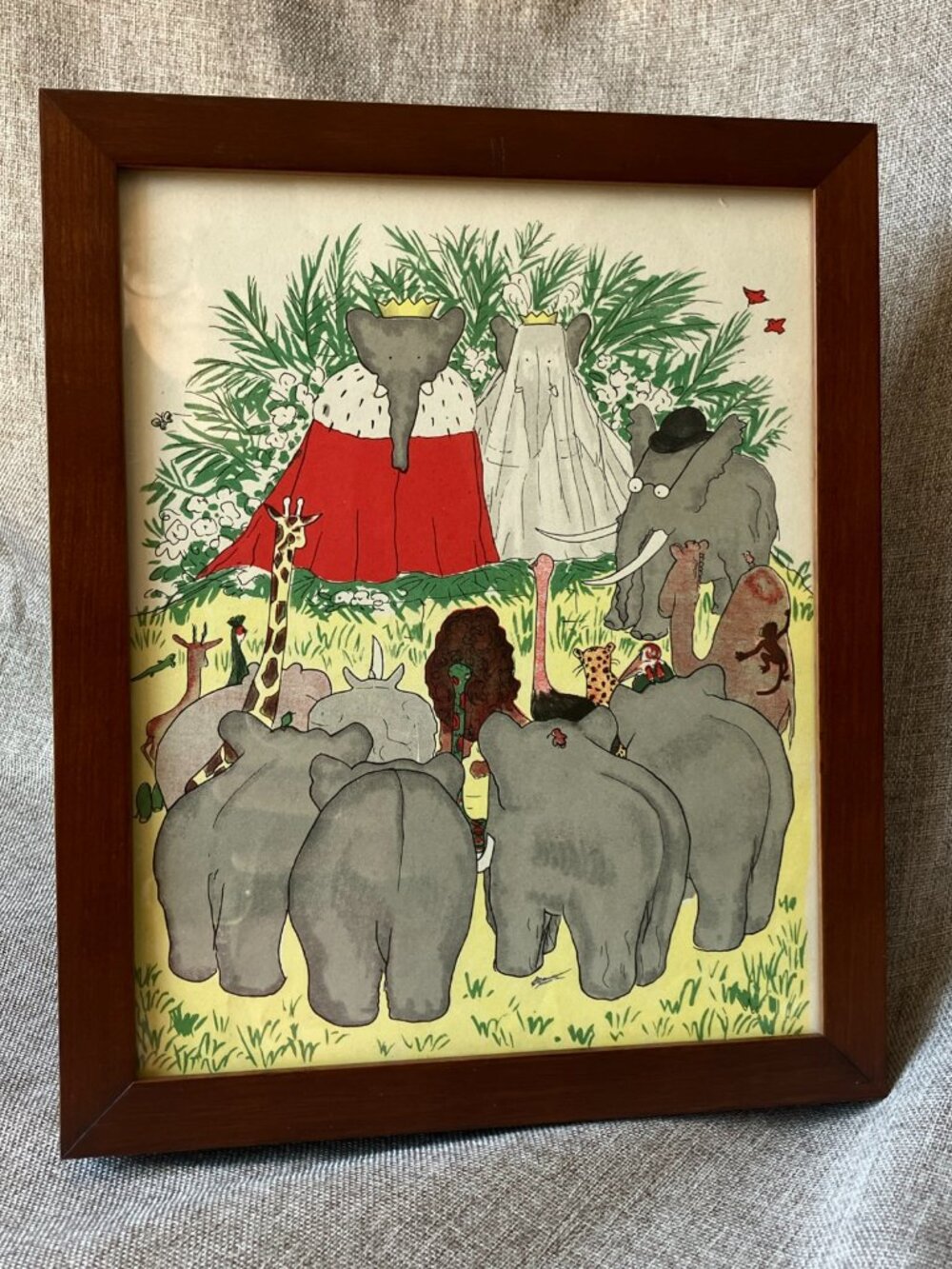 Babar, Original 1934 Ephemera, by Jean De Brunhoff , 11.5”x9.5” Framed